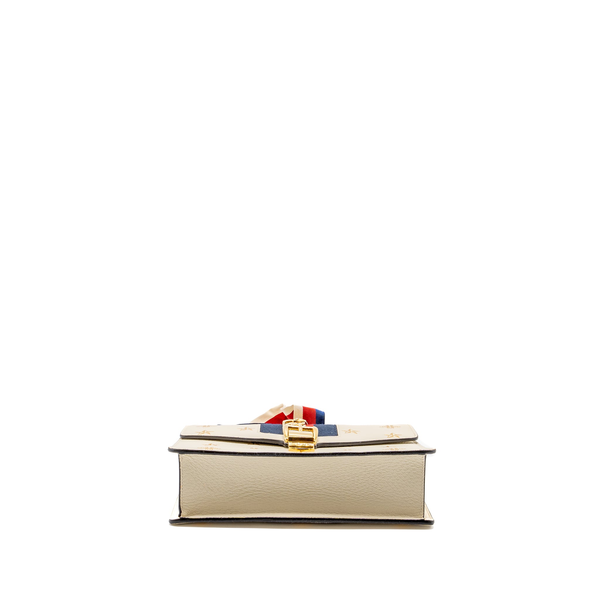 Gucci Small Sylvia Bag Bee and Star Printed Calfskin White GHW - Image 5