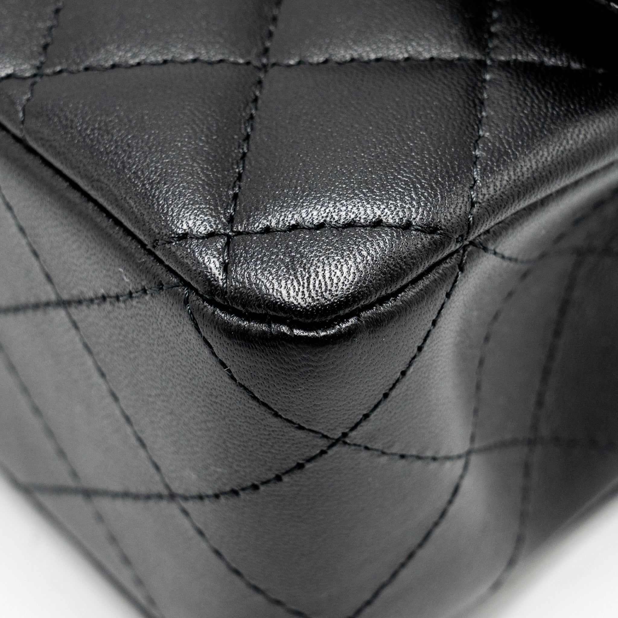 Chanel Medium Classic Double Flap Bag Lambskin Black SHW (microchip) - Image 8