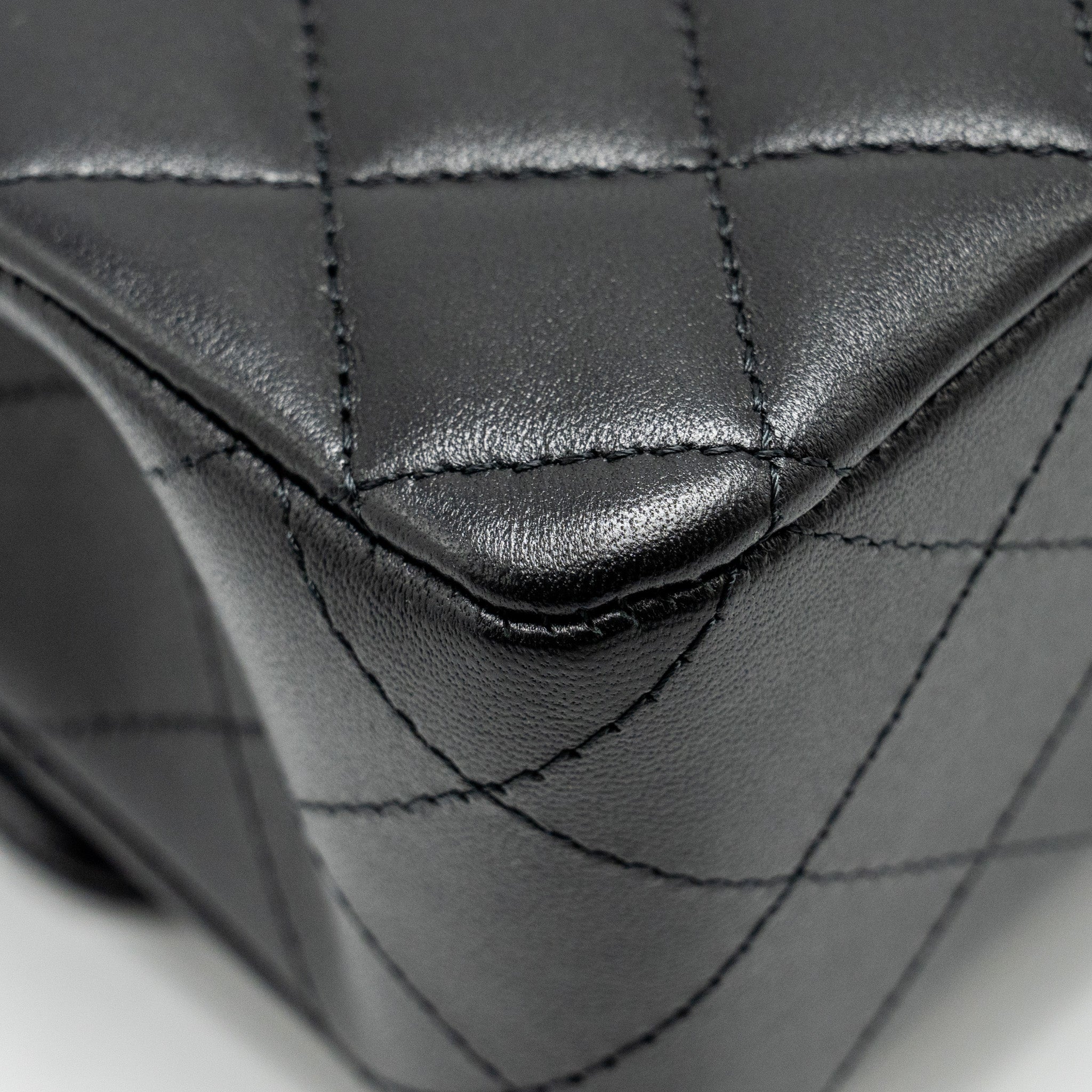 Chanel Medium Classic Double Flap Bag Lambskin Black SHW (microchip) - Image 11