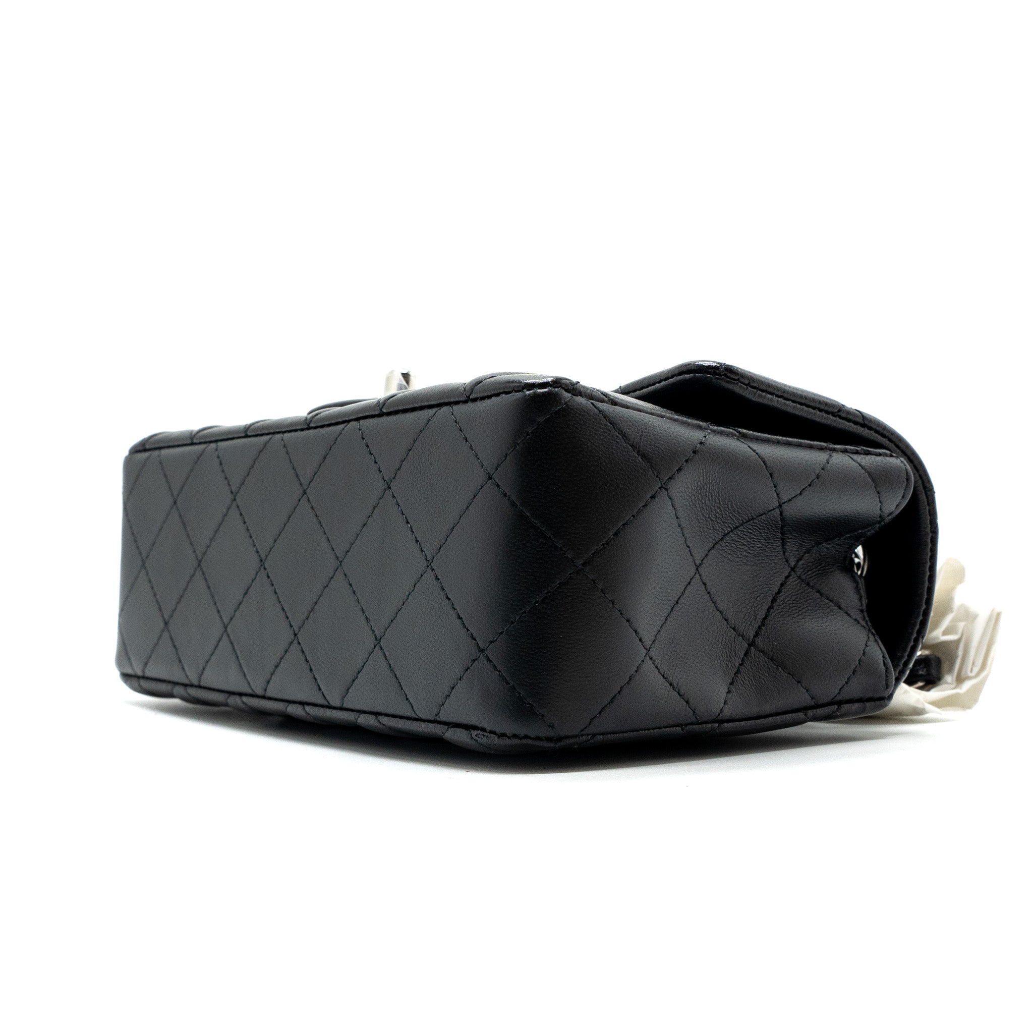 Chanel classic mini rectangular flap bag lambskin black SHW (microchip) - Image 7