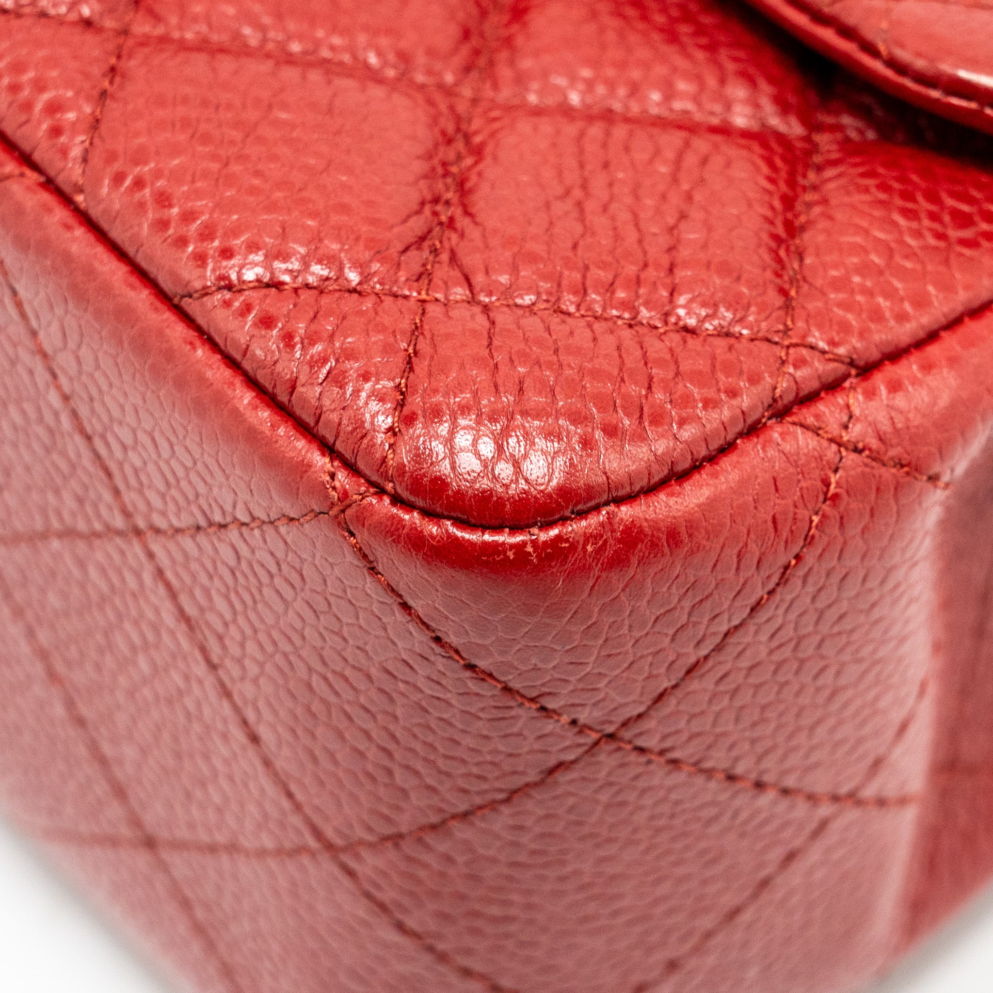Chanel Mini Square Flap bag Caviar Red SHW - Image 9