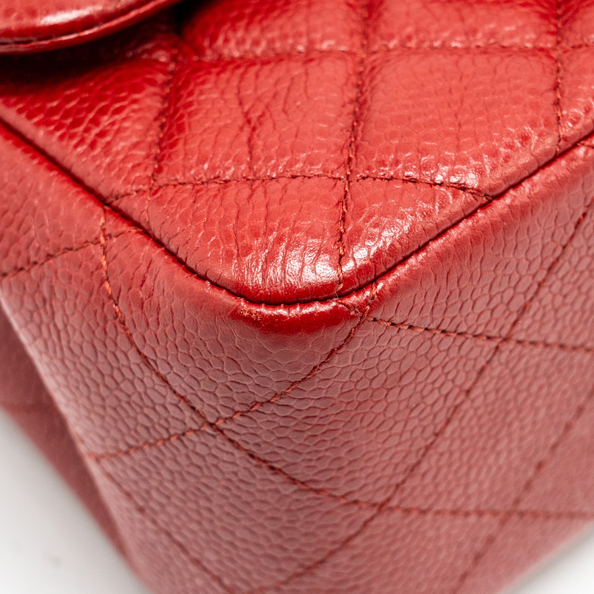 Chanel Mini Square Flap bag Caviar Red SHW - Image 8