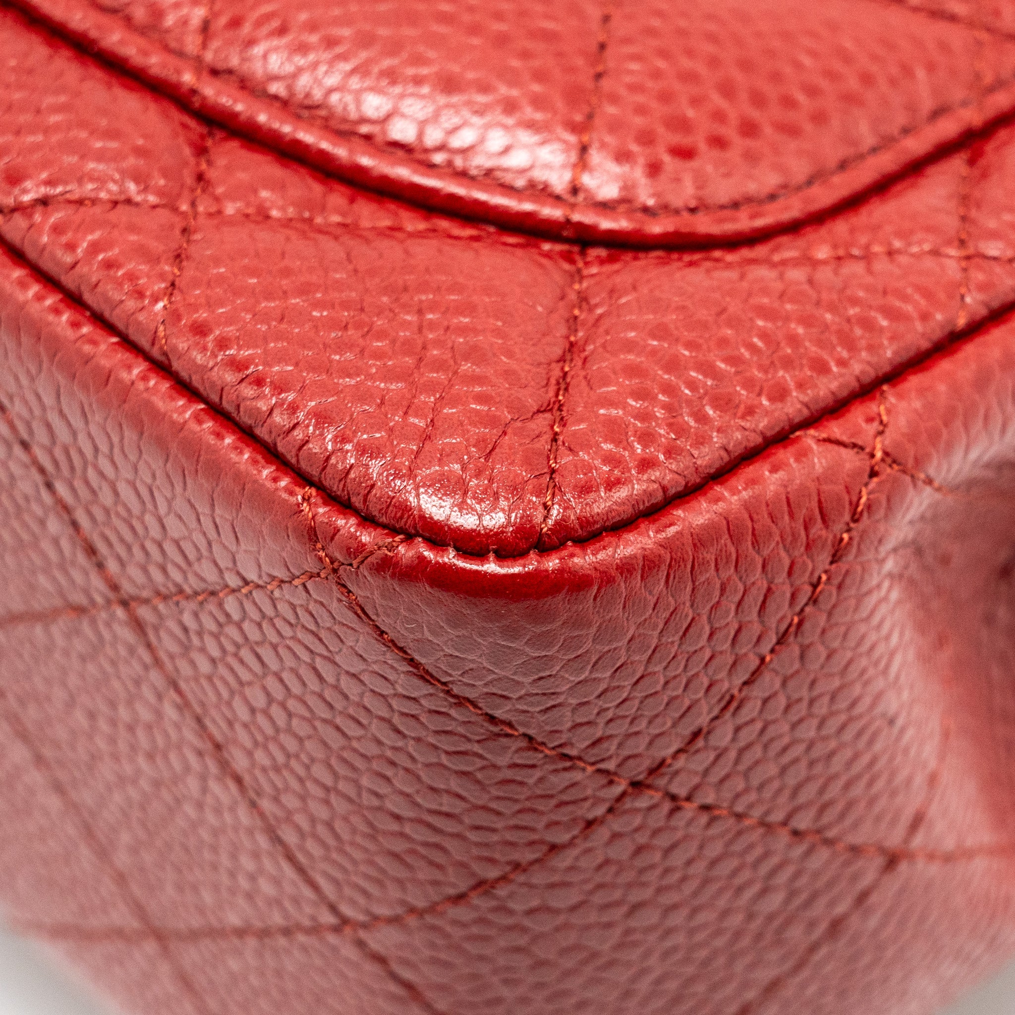 Chanel Mini Square Flap bag Caviar Red SHW - Image 11