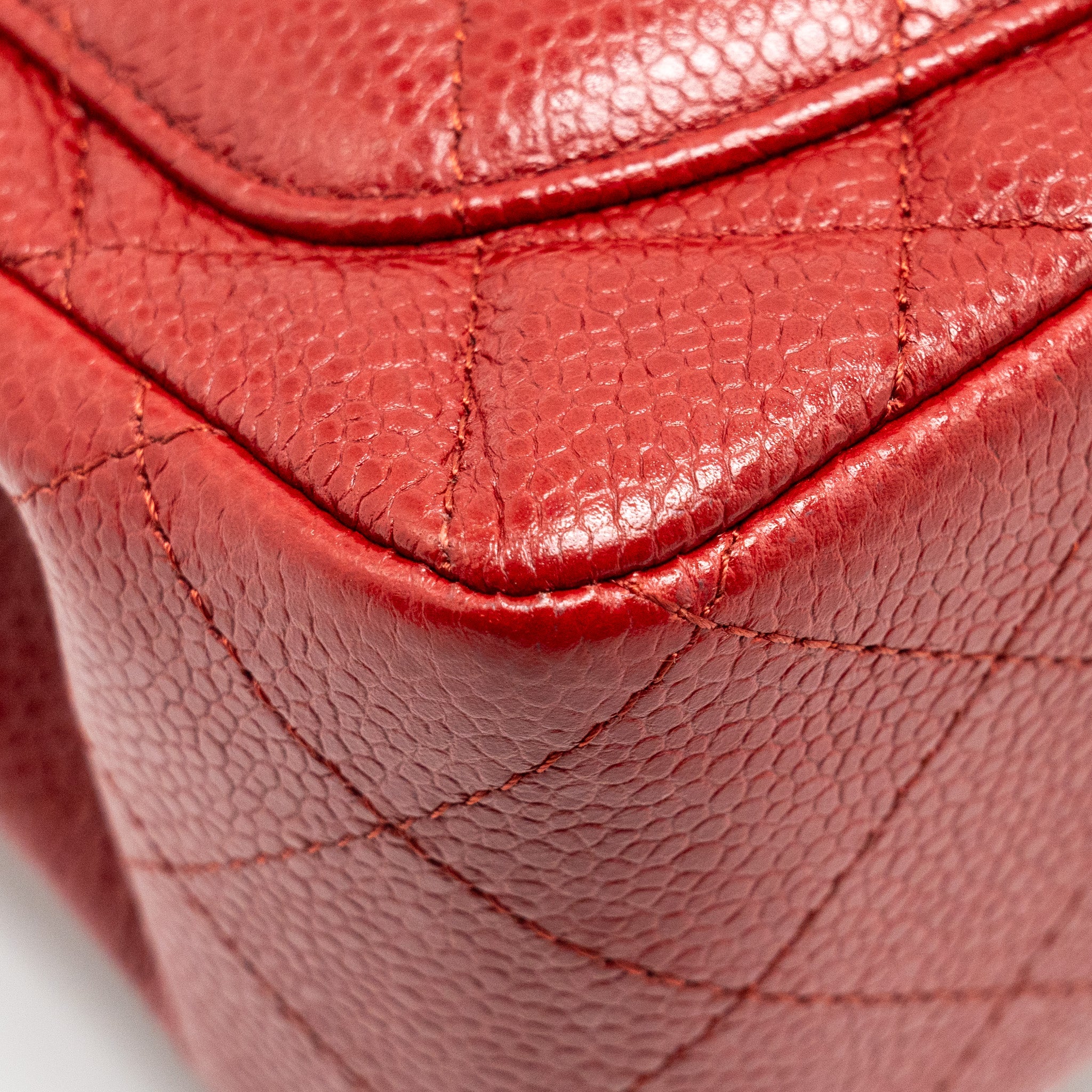 Chanel Mini Square Flap bag Caviar Red SHW - Image 10