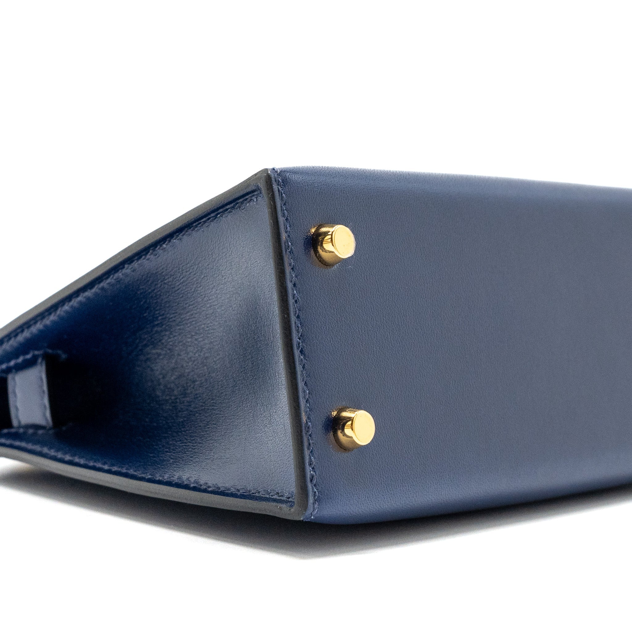 hermes mini kelly II box calfskin blue Saphir GHW stamp U - Image 7