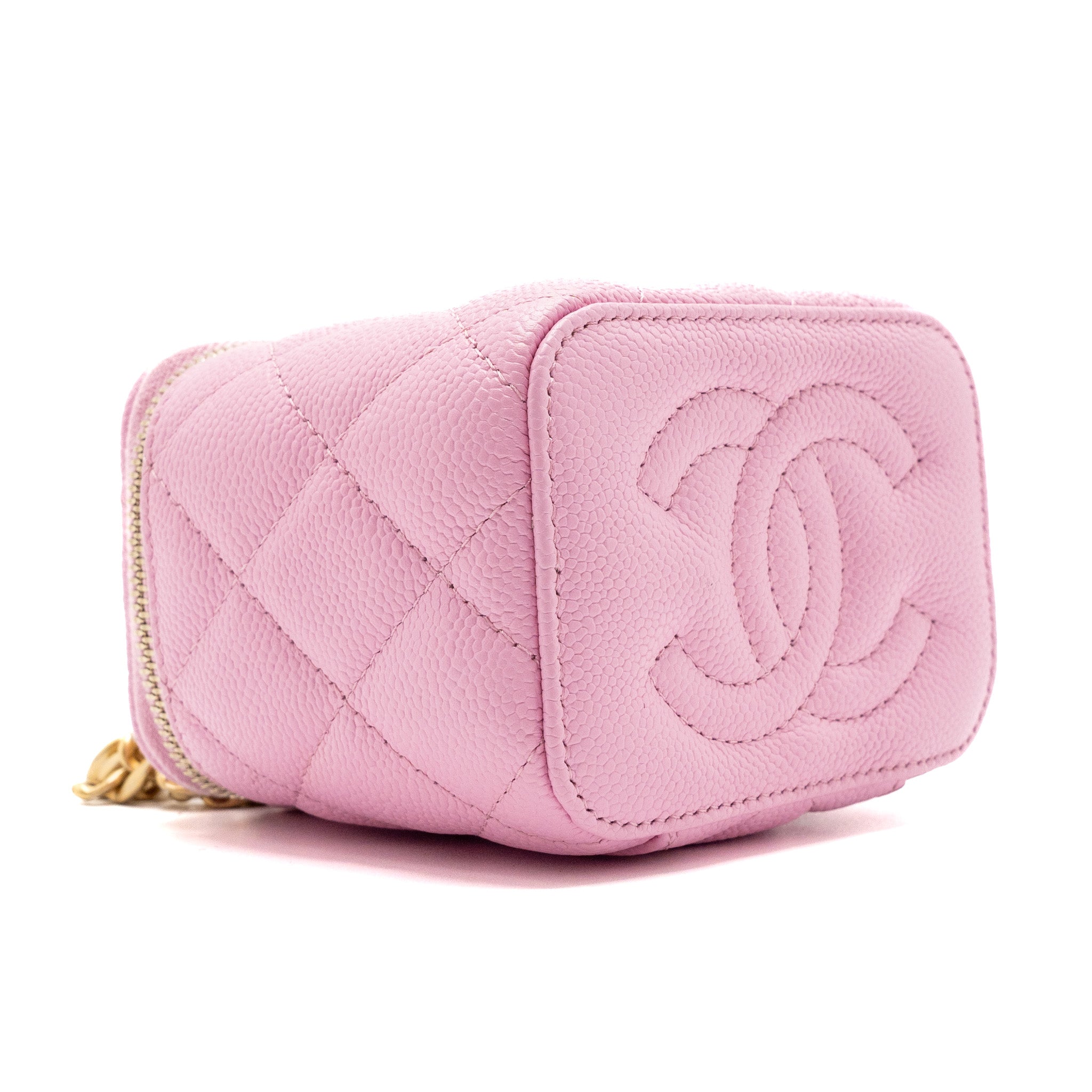 Chanel mini vanity with chain caviar light pink GHW (Microchip) - Image 6