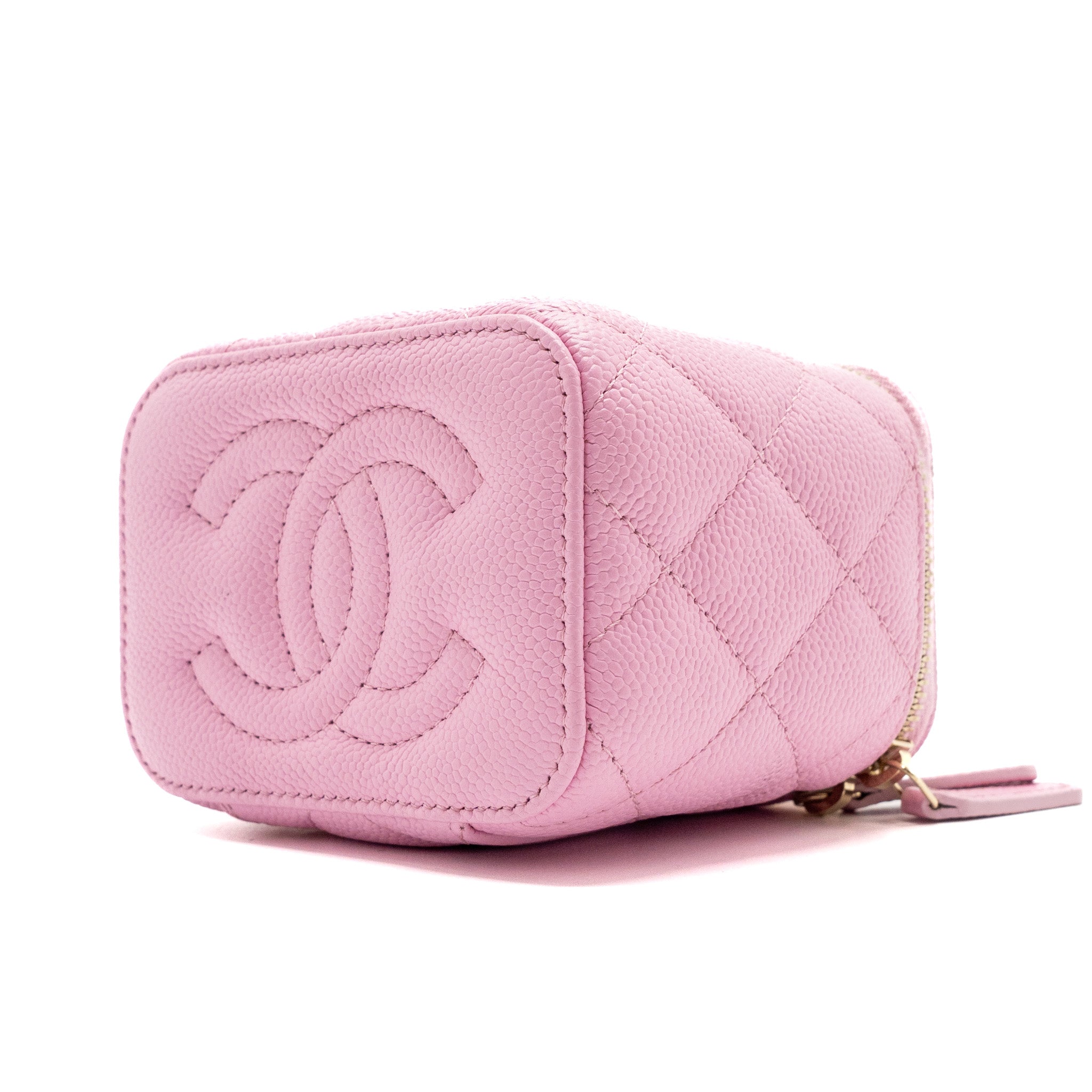 Chanel mini vanity with chain caviar light pink GHW (Microchip) - Image 7