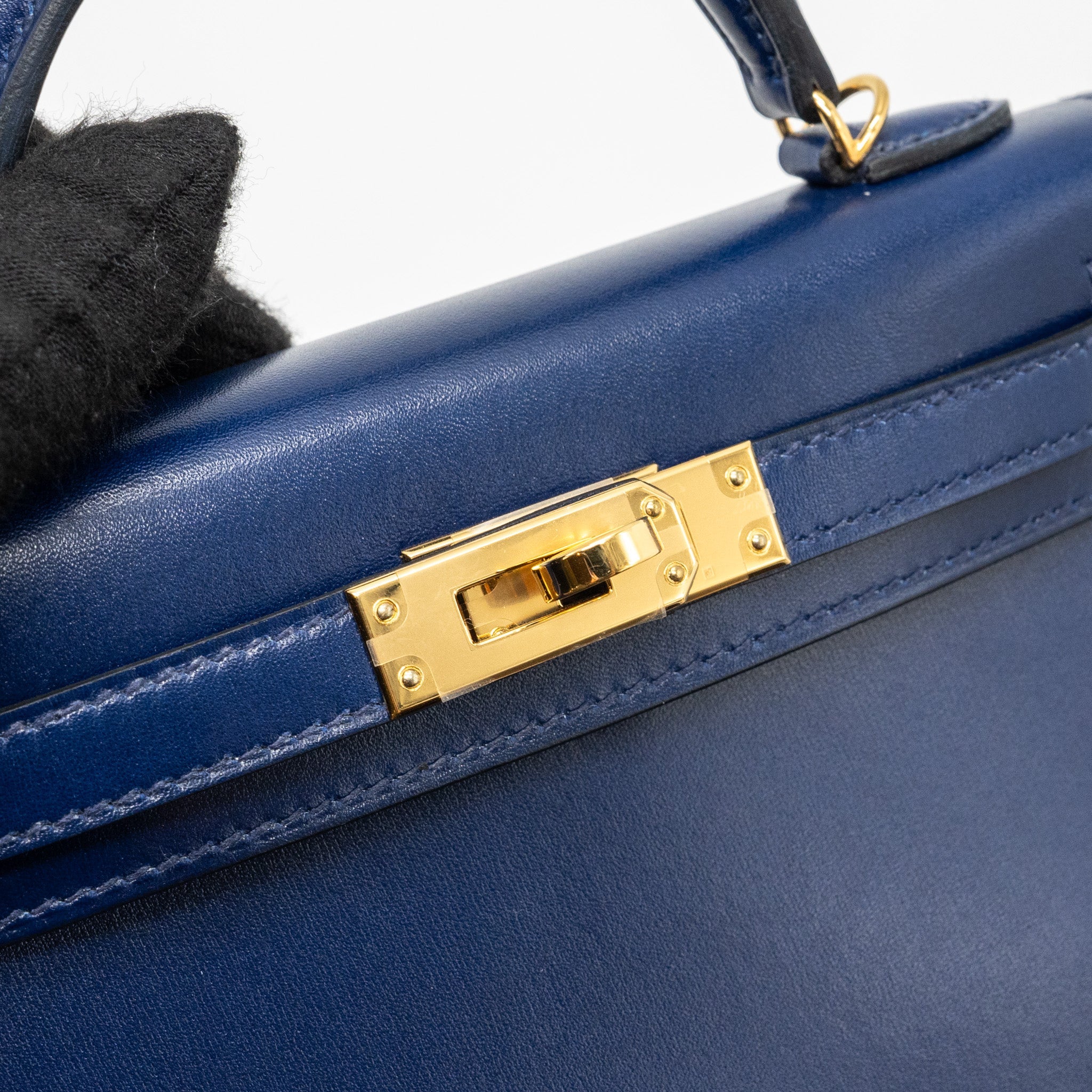 hermes mini kelly II box calfskin blue Saphir GHW stamp U - Image 9
