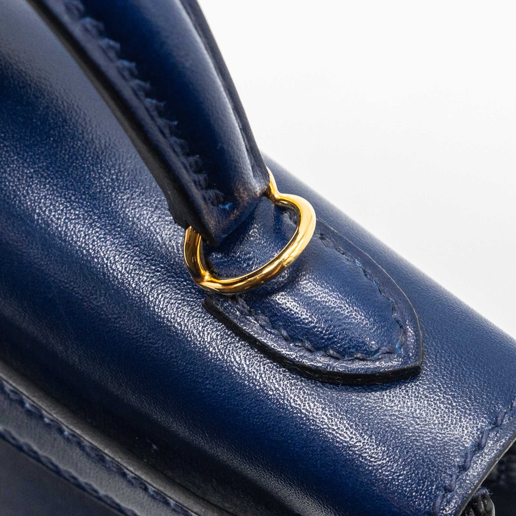hermes mini kelly II box calfskin blue Saphir GHW stamp U - Image 11