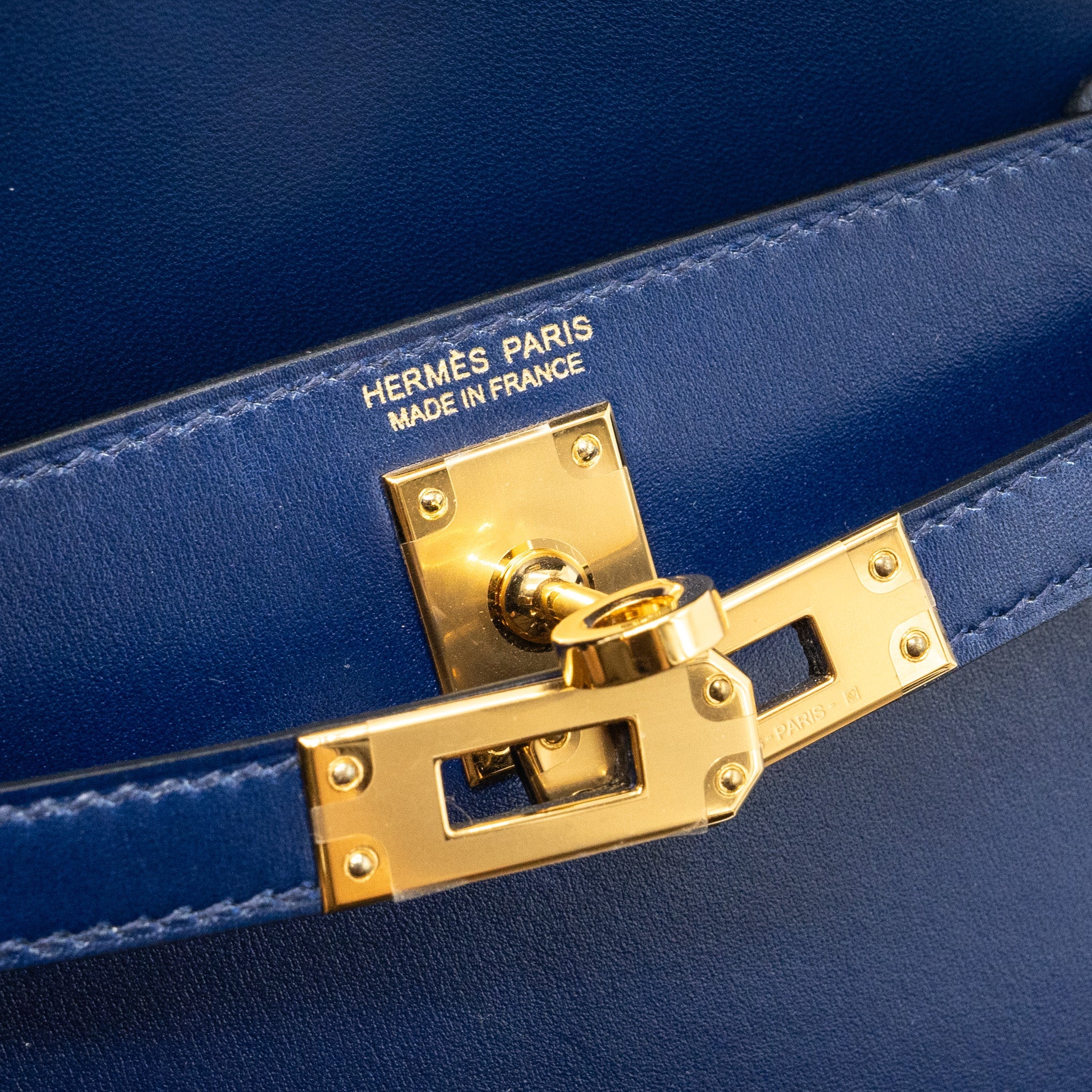 hermes mini kelly II box calfskin blue Saphir GHW stamp U - Image 12