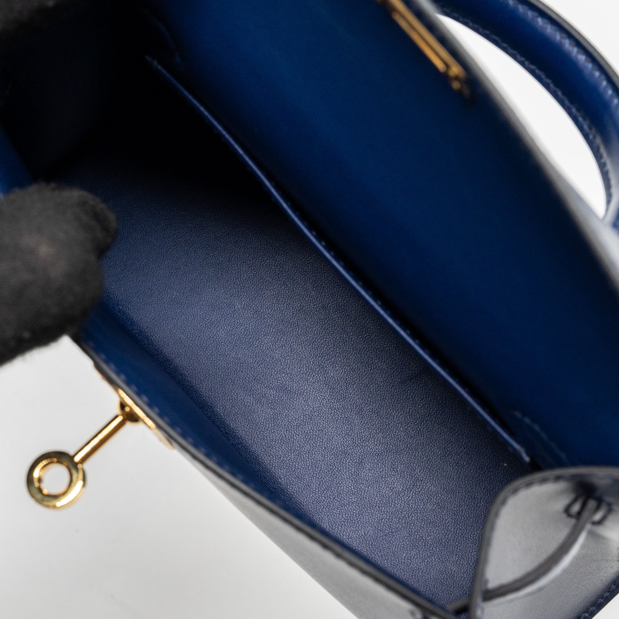 hermes mini kelly II box calfskin blue Saphir GHW stamp U - Image 14
