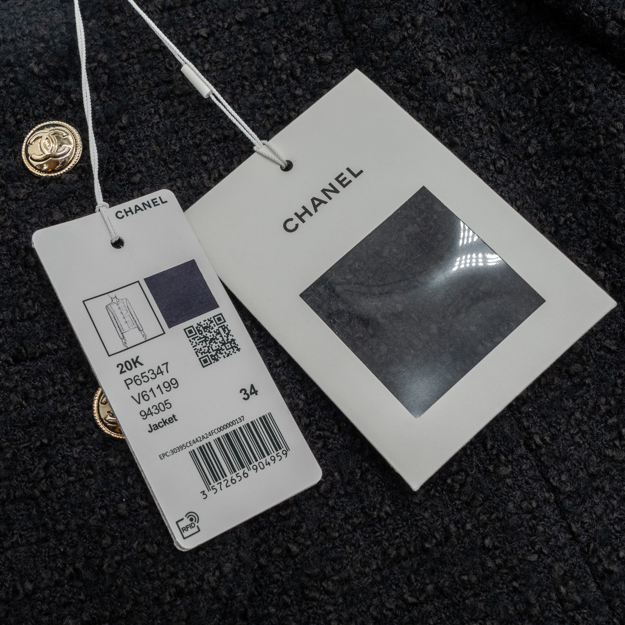 Chanel 20k Size 34 Jacket Wool/Silk Black - Image 6