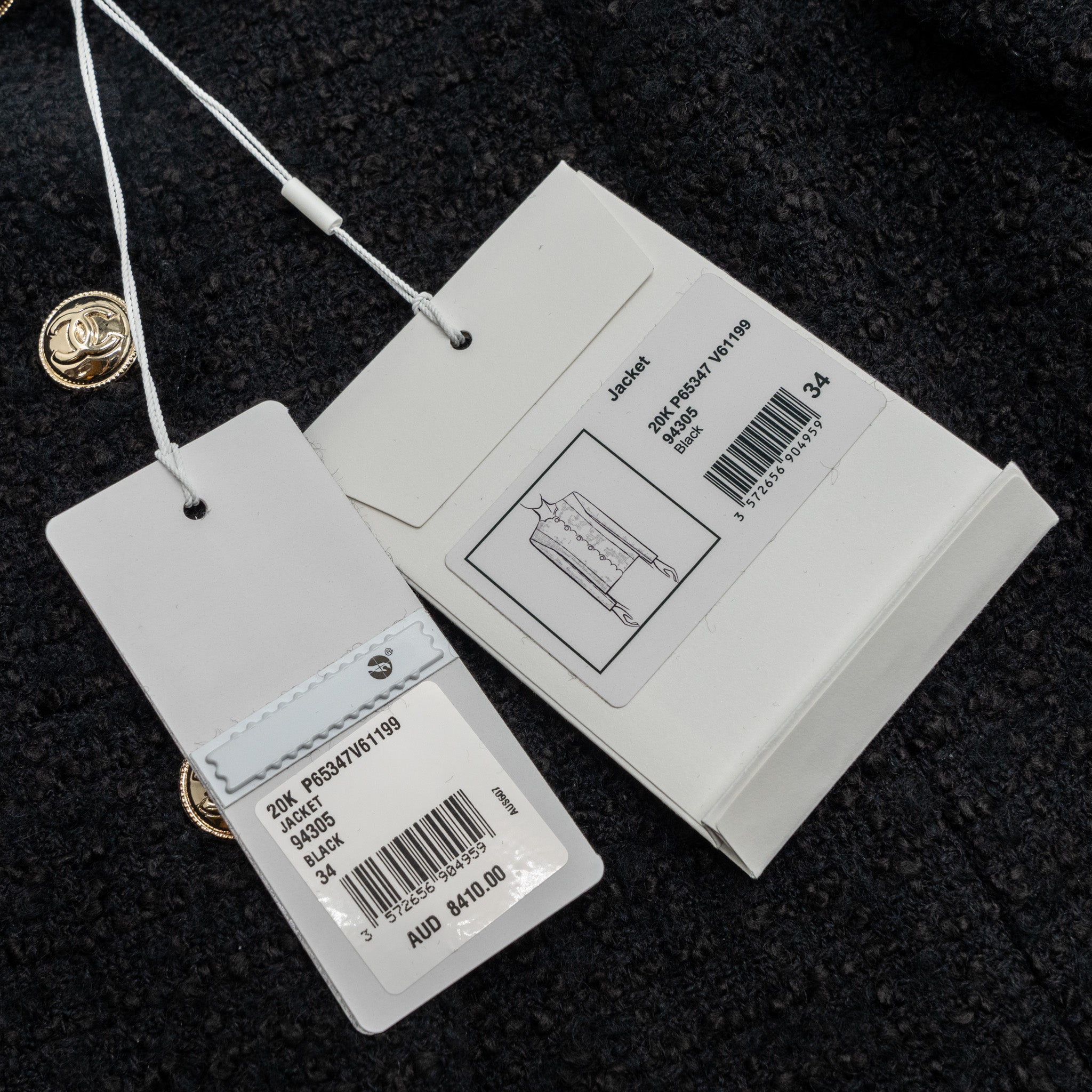 Chanel 20k Size 34 Jacket Wool/Silk Black - Image 7