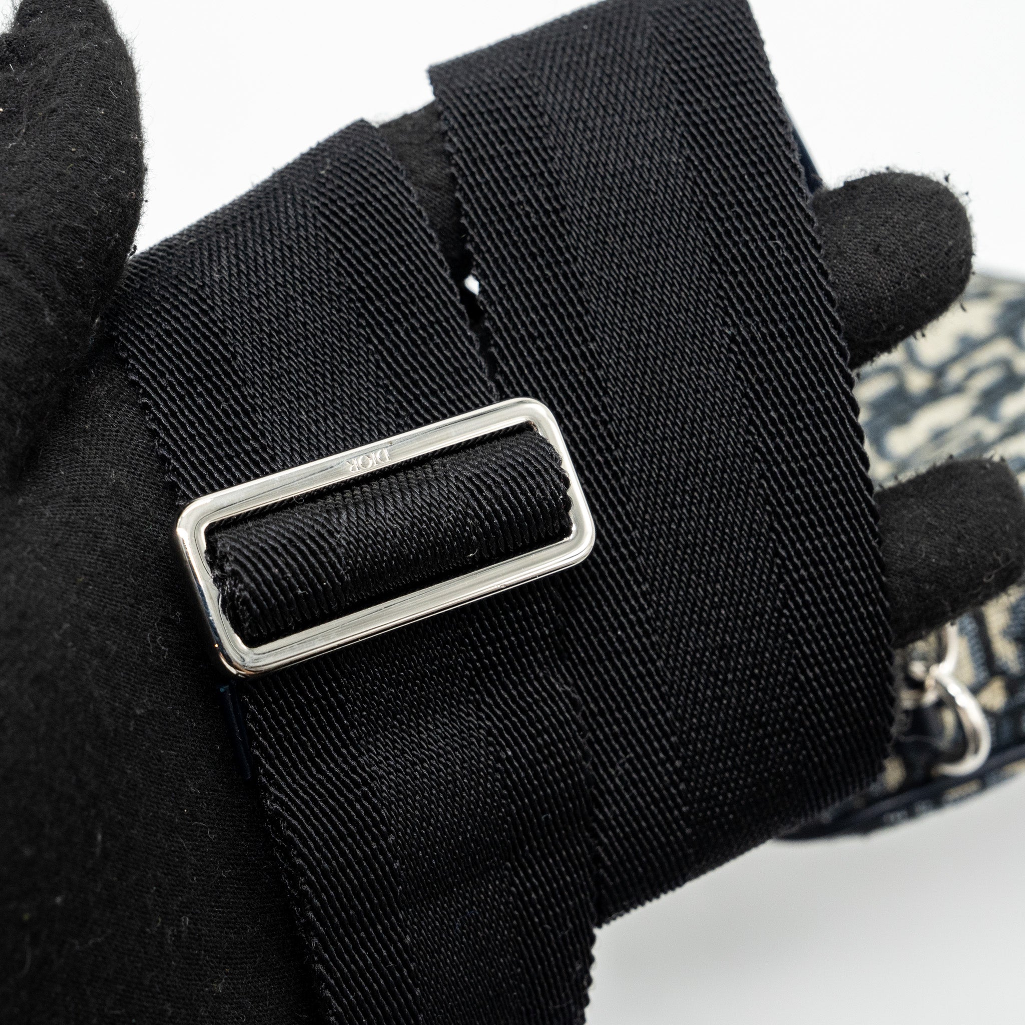Dior 3 in 1 mini zipper pouch with strap blue jacquard SHW - Image 12