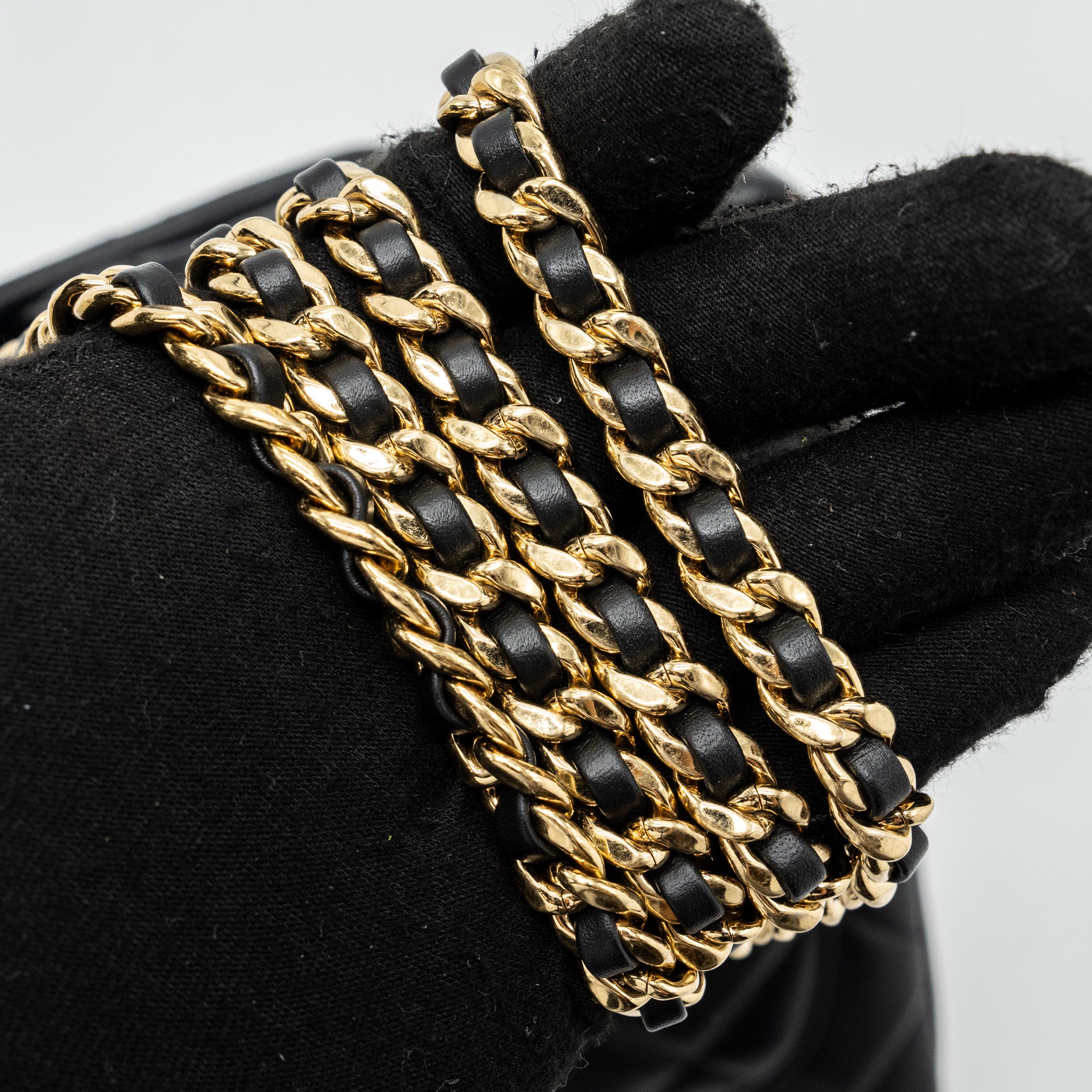 Chanel Logo Chain Handle Flap Bag Lambskin Black GHW(Microchip) - Image 11