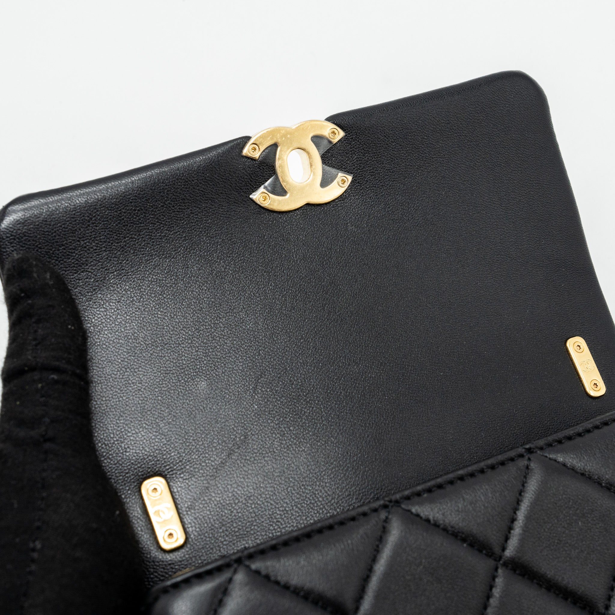 Chanel Logo Chain Handle Flap Bag Lambskin Black GHW(Microchip) - Image 13