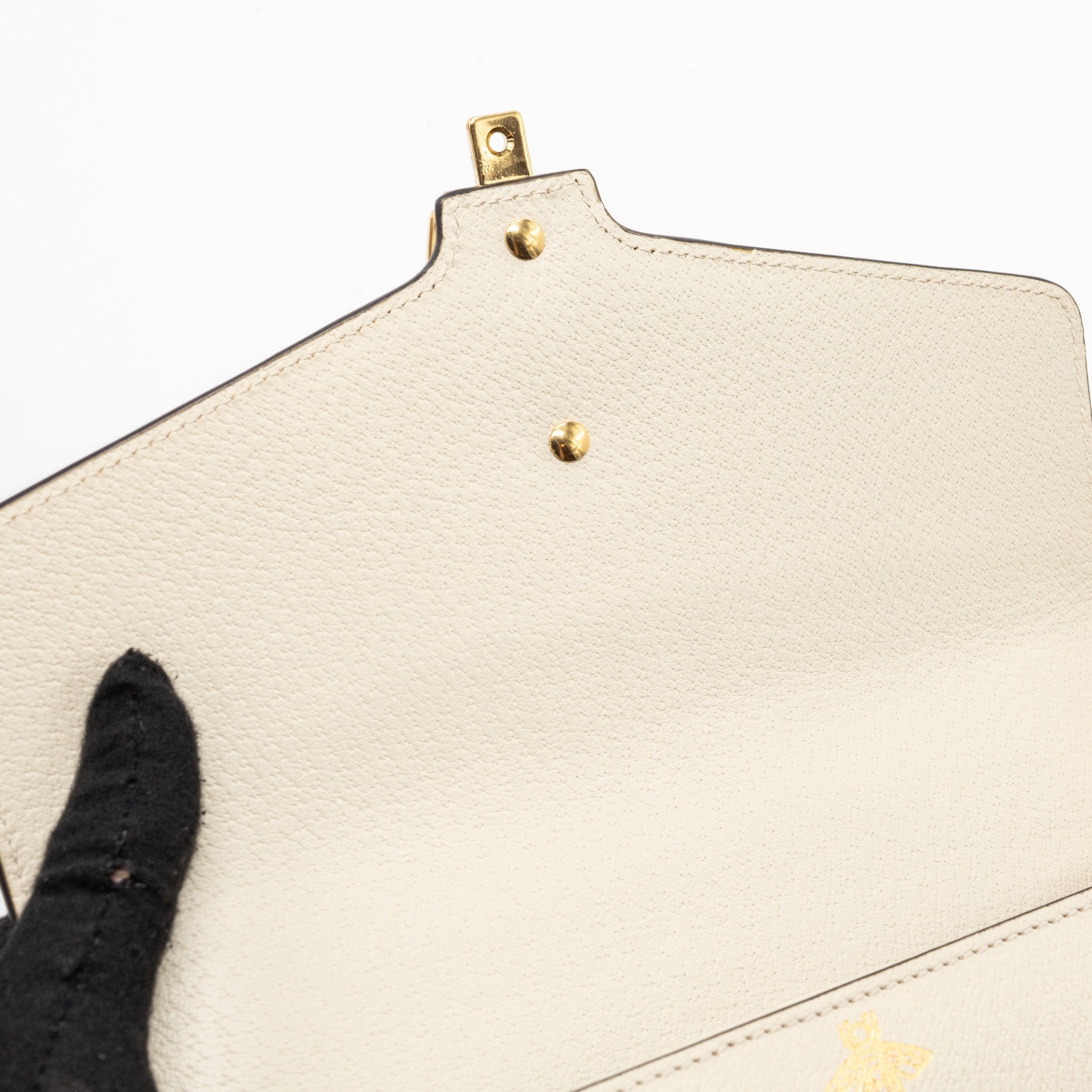 Gucci Small Sylvia Bag Bee and Star Printed Calfskin White GHW - Image 10