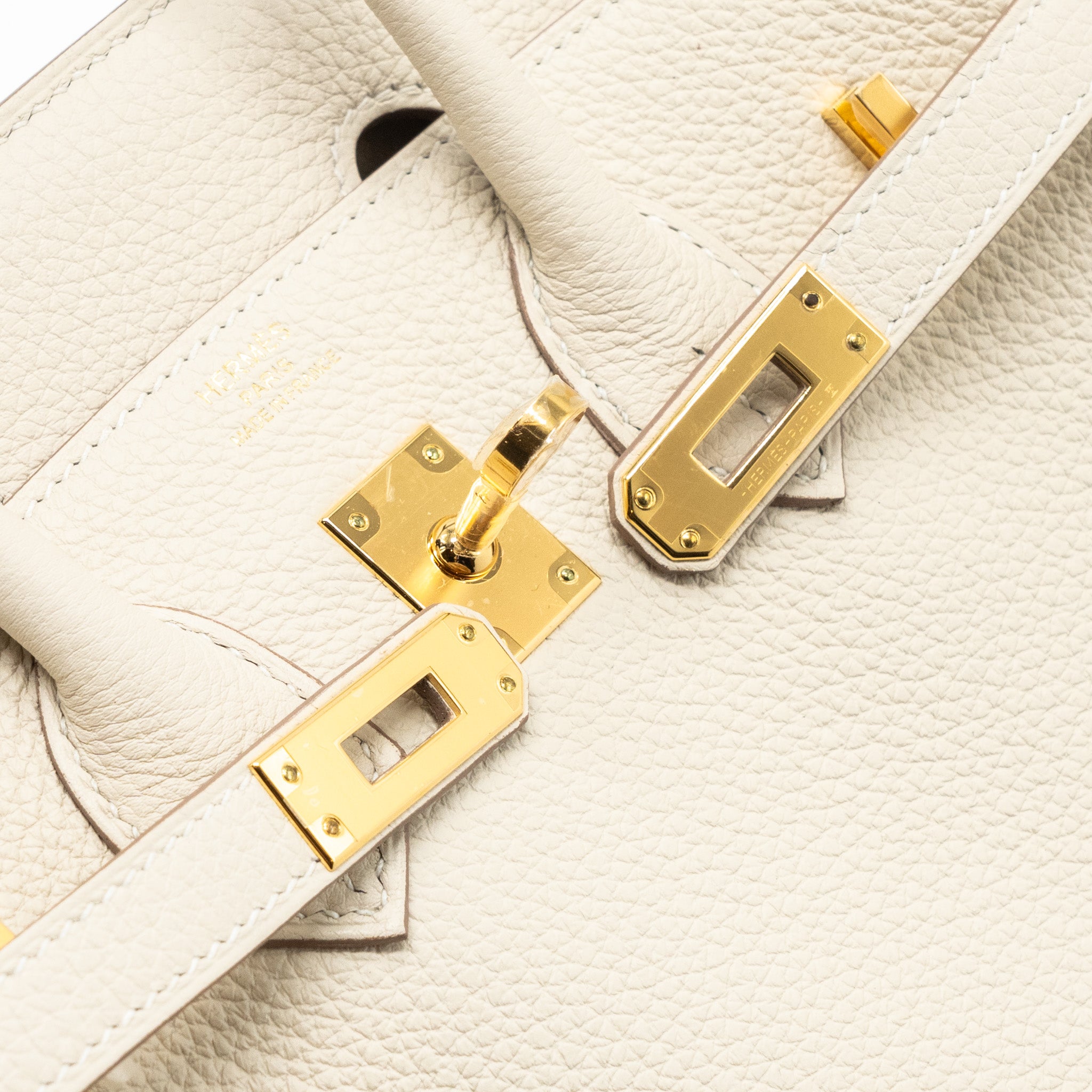 Hermes Birkin 25 Togo Craie GHW Stamp U - Image 13