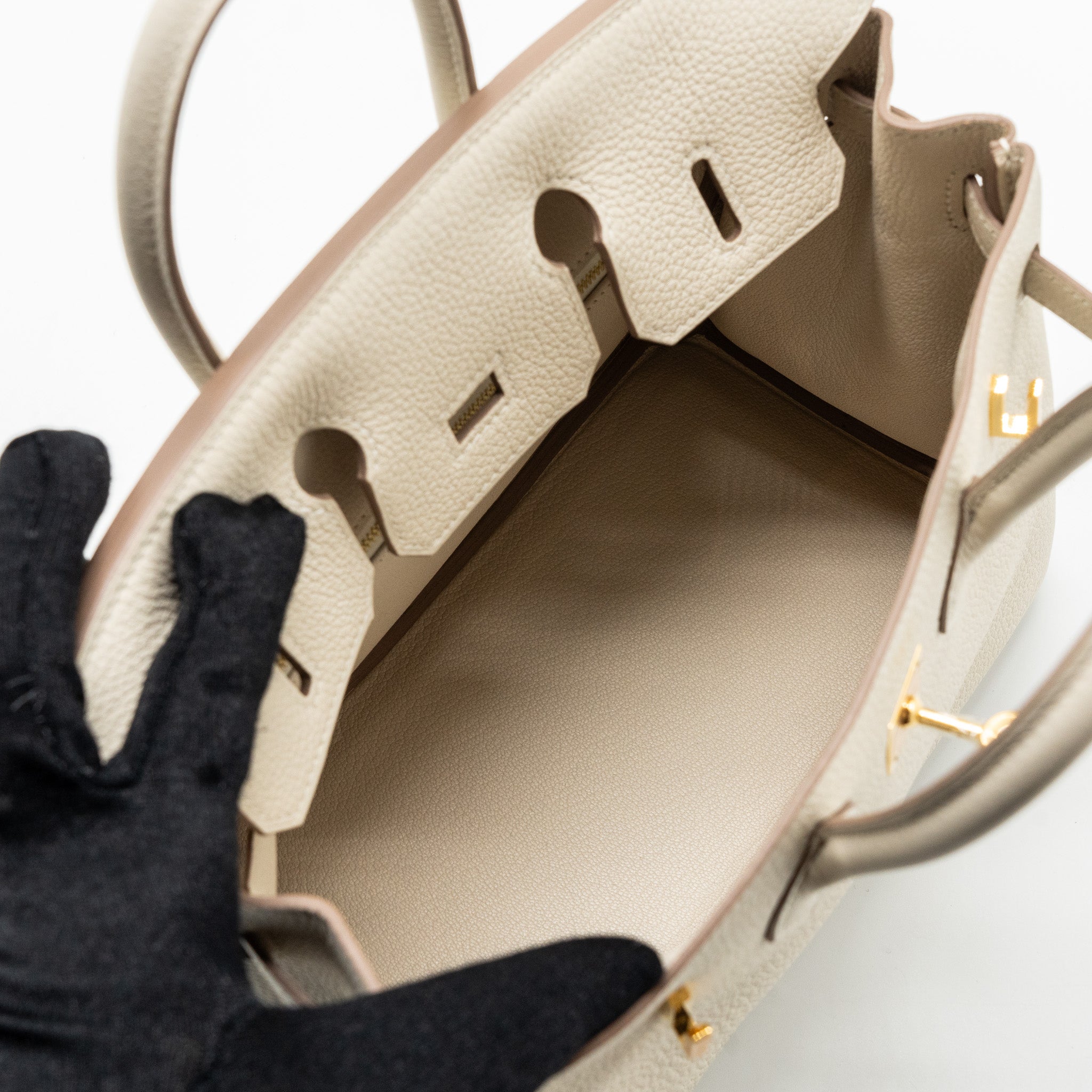 Hermes Birkin 25 Togo Craie GHW Stamp U - Image 15