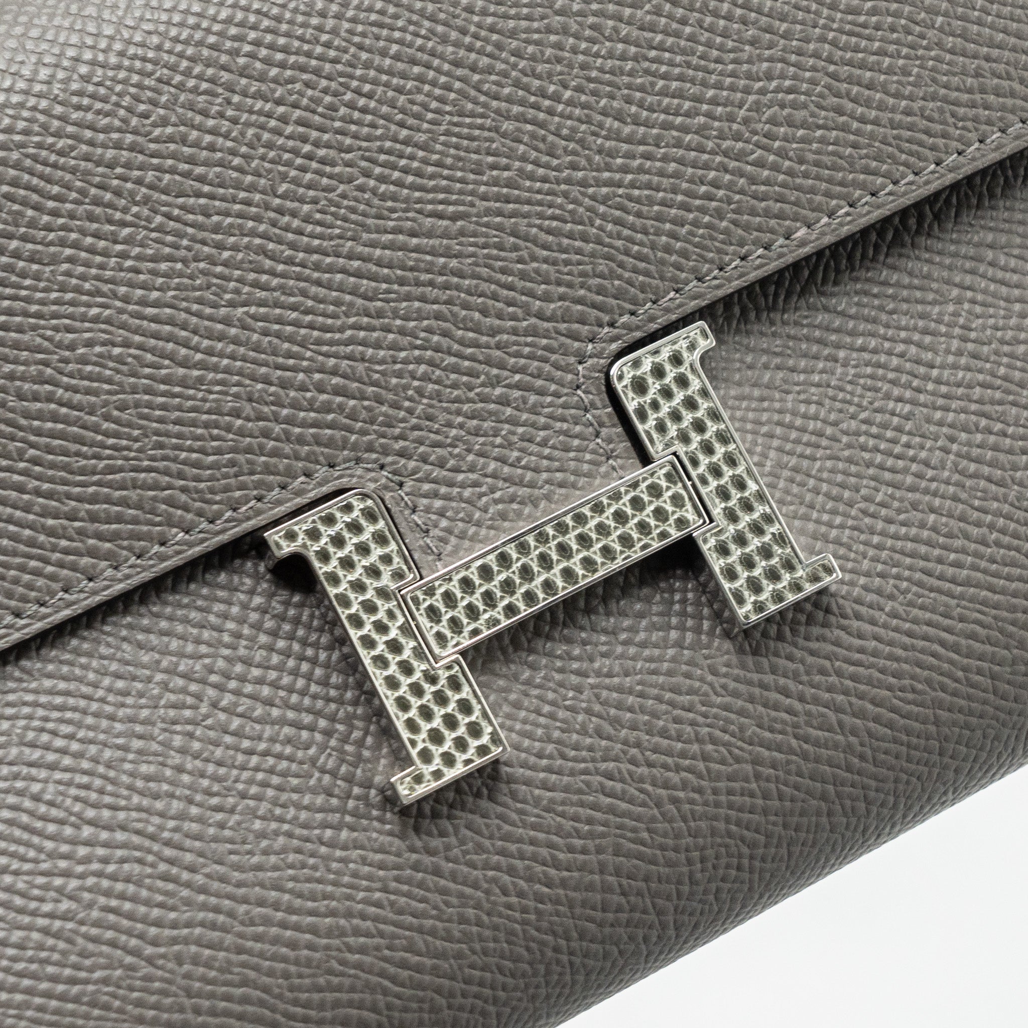 Hermes Constance To Go Epsom Lizard Buckle Gris Meyer/Gris Fonce SHW Stamp U - Image 9