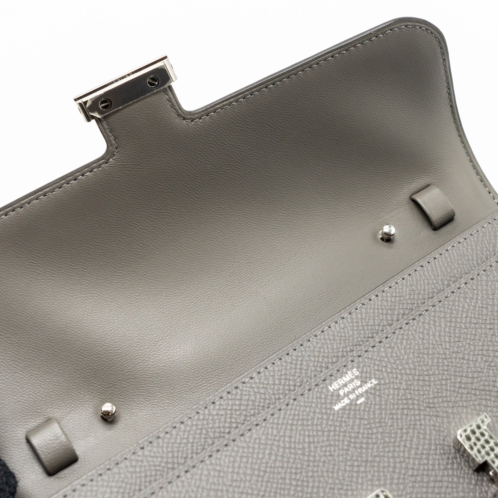 Hermes Constance To Go Epsom Lizard Buckle Gris Meyer/Gris Fonce SHW Stamp U - Image 11