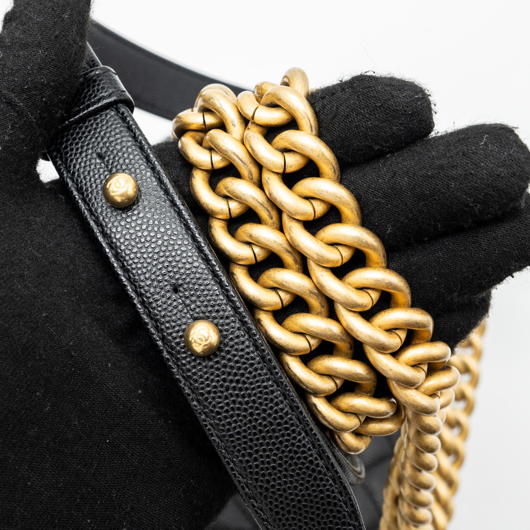 Chanel Small Boy Bag Caviar Black GHW (Microchip) - Image 11