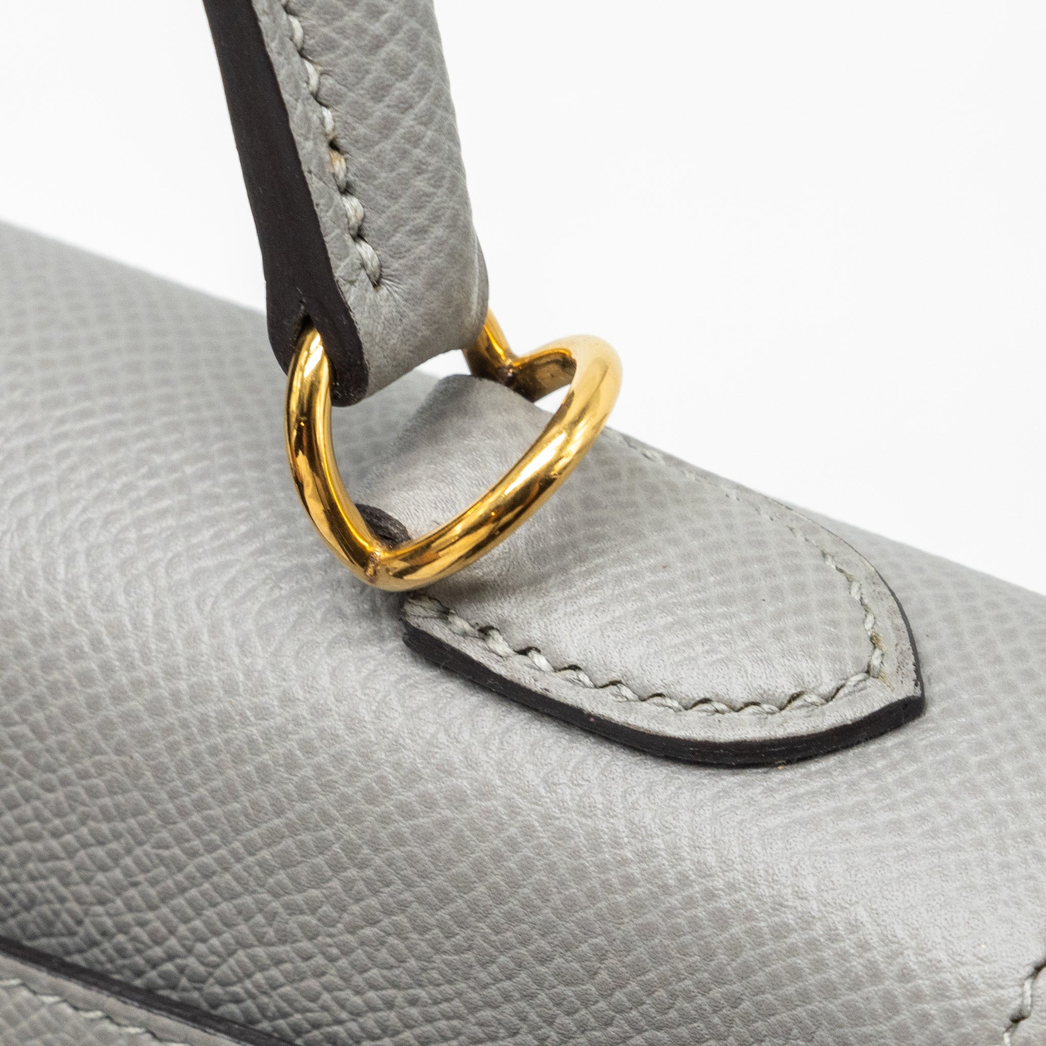 Hermes Kelly 25 Special Order Epsom Gris Motte / Rose purple GHW Stamp C - Image 10