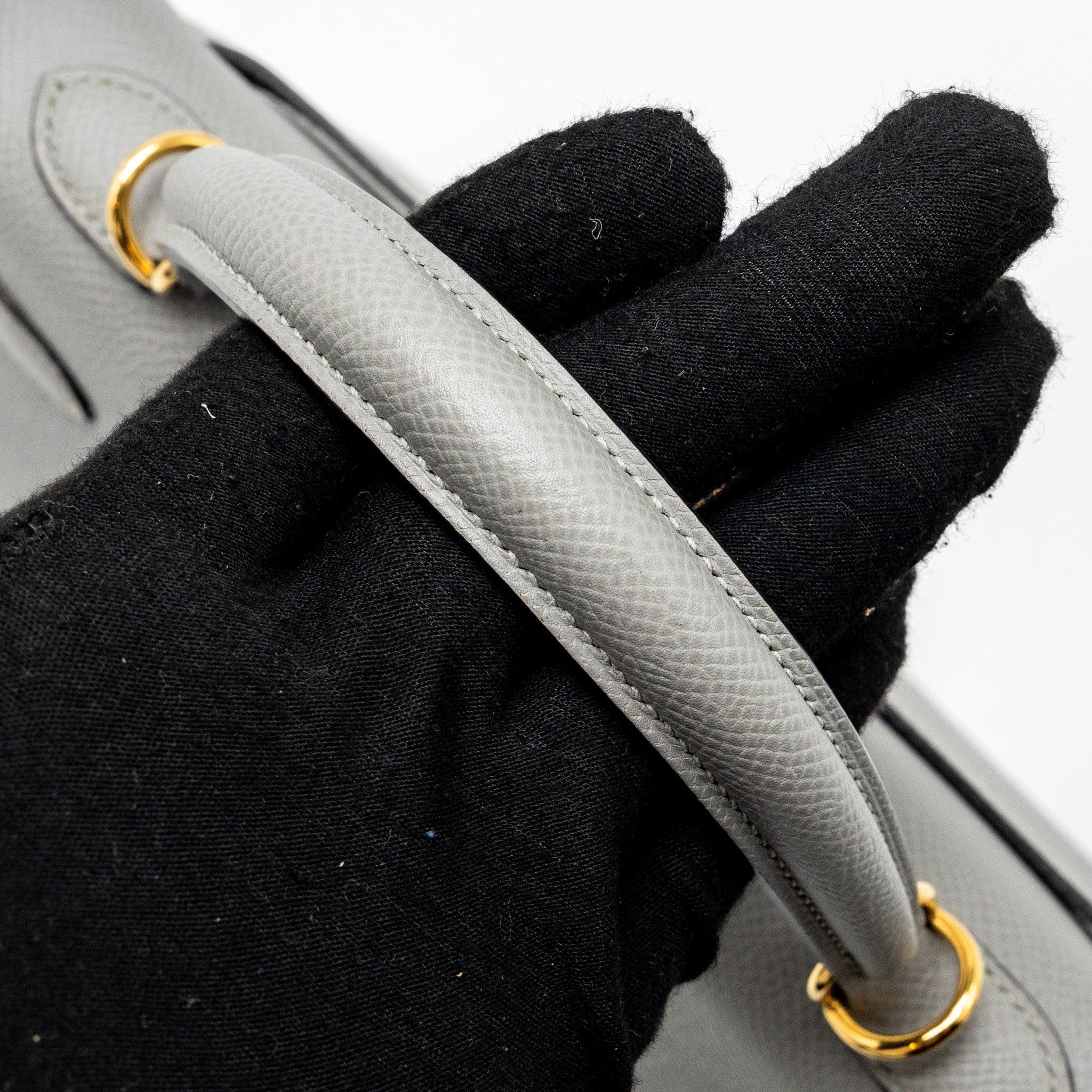 Hermes Kelly 25 Special Order Epsom Gris Motte / Rose purple GHW Stamp C - Image 11