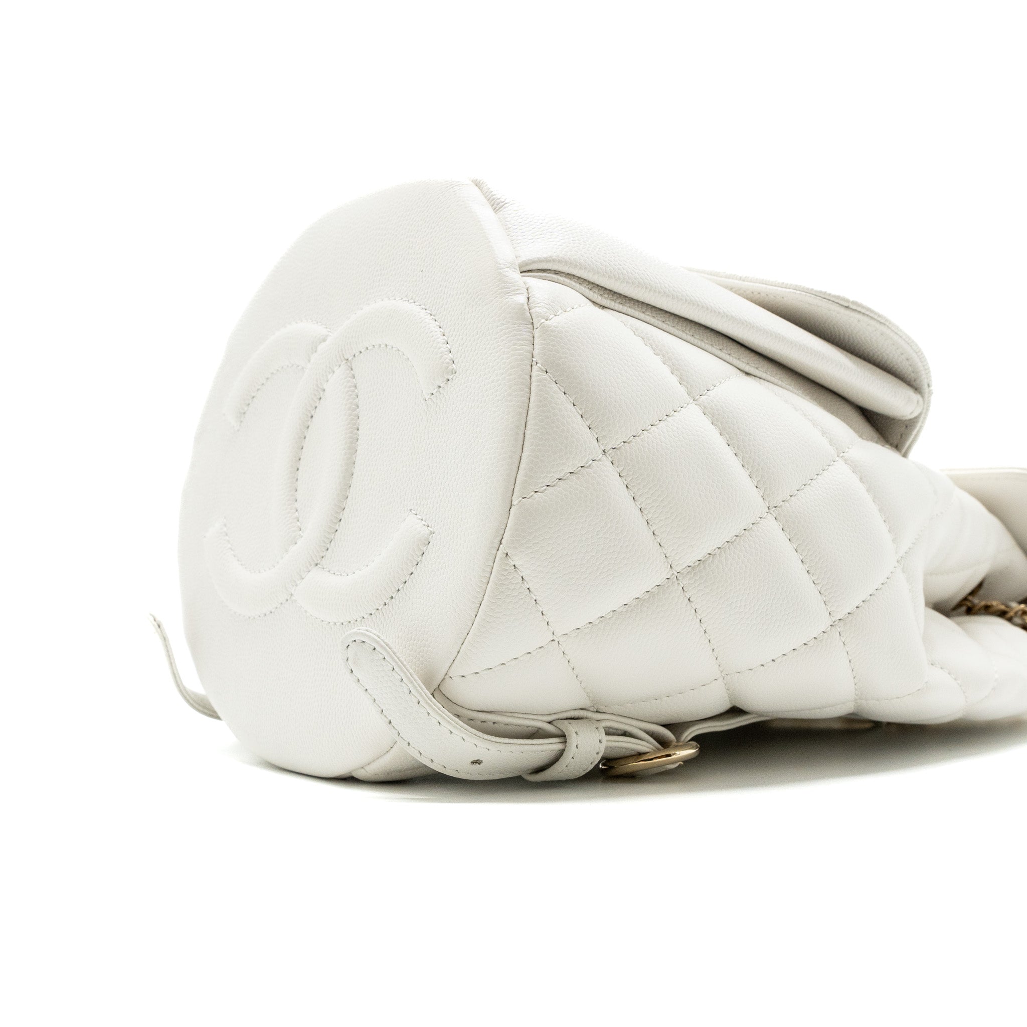 Chanel 22s mini backpack Grained calfskin white LGHW(Microchip) - Image 7