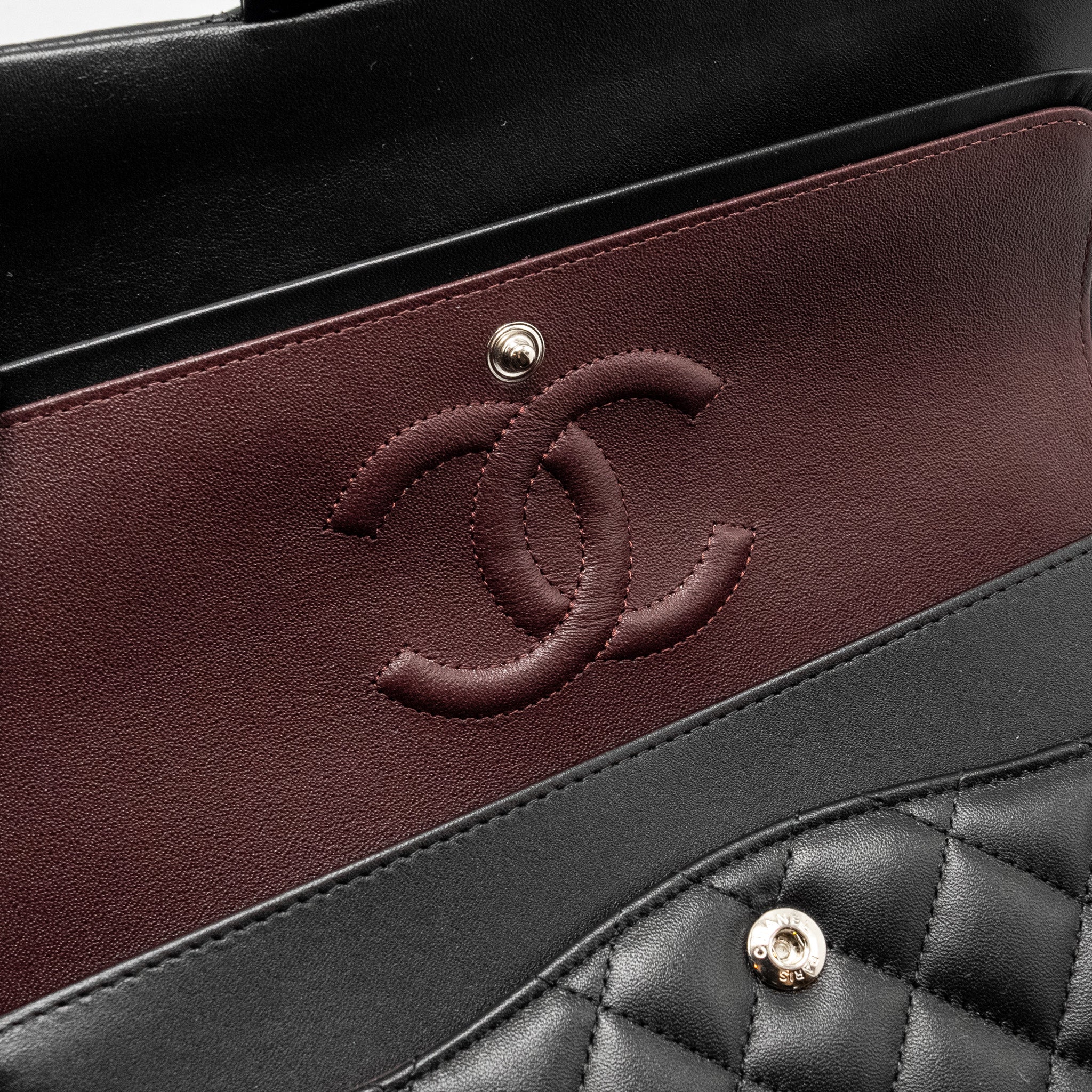 Chanel Medium Classic Double Flap Bag Lambskin Black SHW (microchip) - Image 15