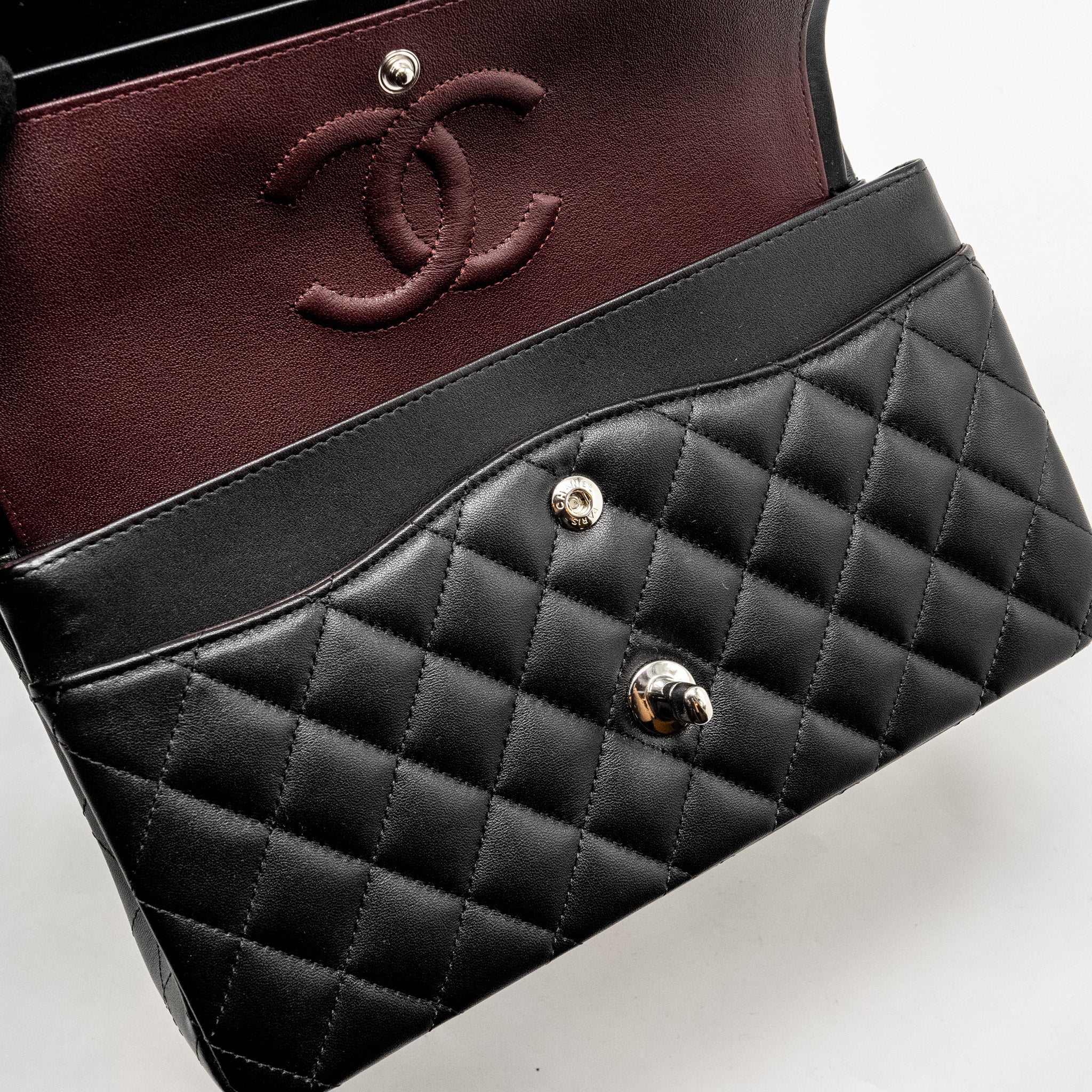 Chanel Medium Classic Double Flap Bag Lambskin Black SHW (microchip) - Image 16