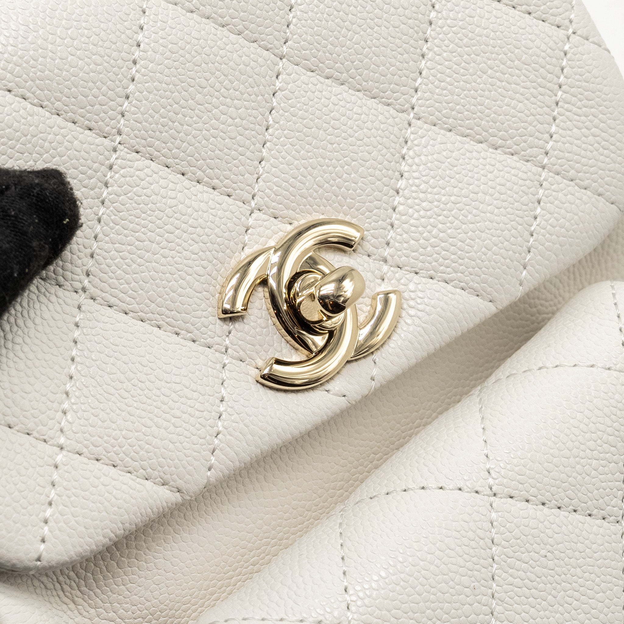 Chanel 23K Triple Pocket Mini Backpack Caviar White LGHW (Microchip) - Image 12