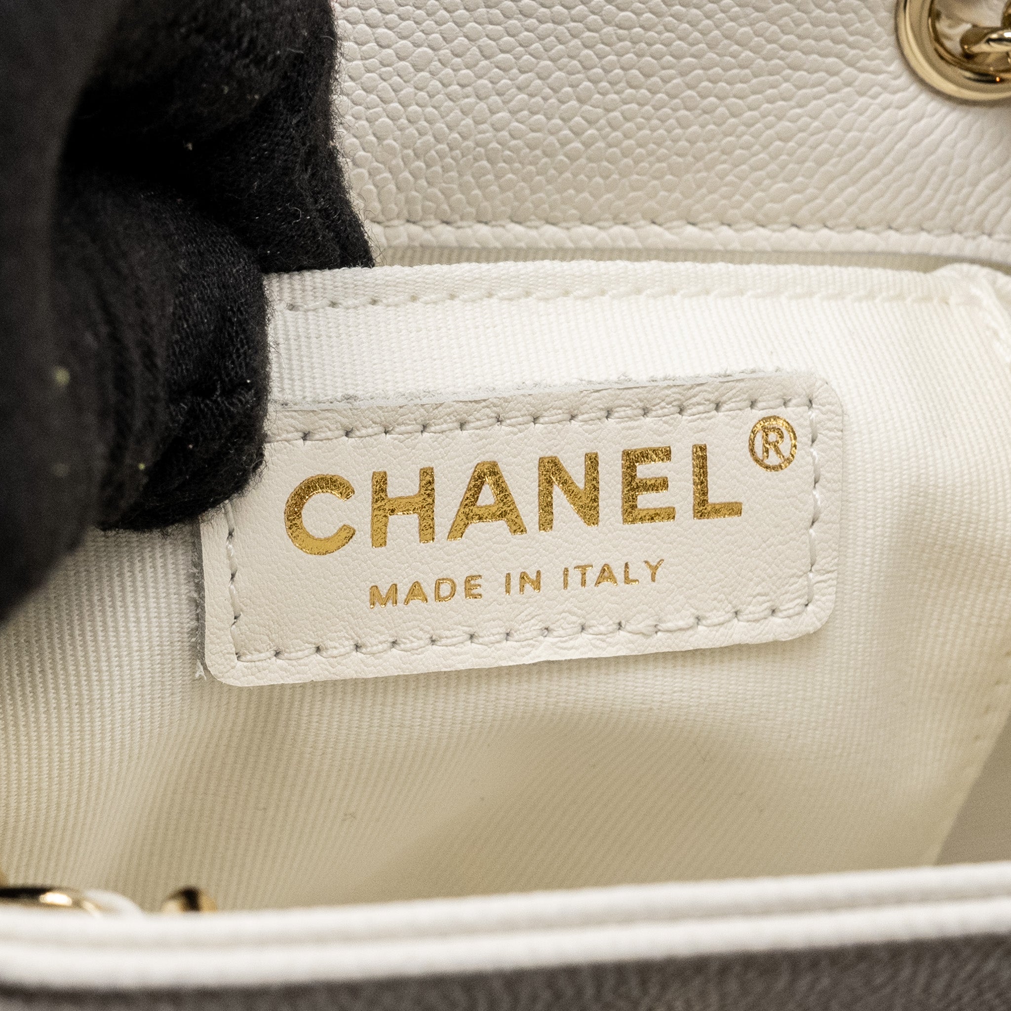 Chanel 23K Triple Pocket Mini Backpack Caviar White LGHW (Microchip) - Image 15