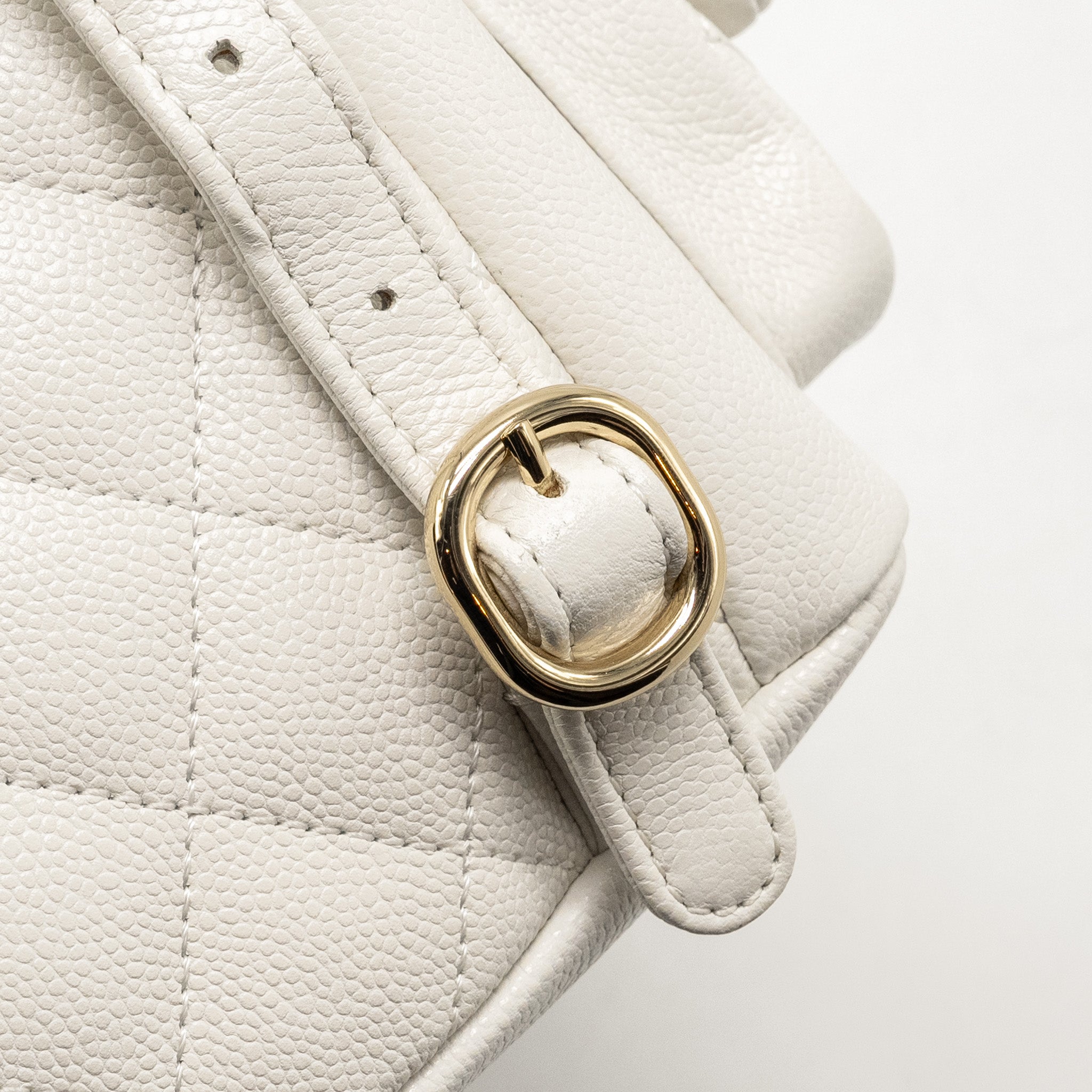 Chanel 23K Triple Pocket Mini Backpack Caviar White LGHW (Microchip) - Image 18