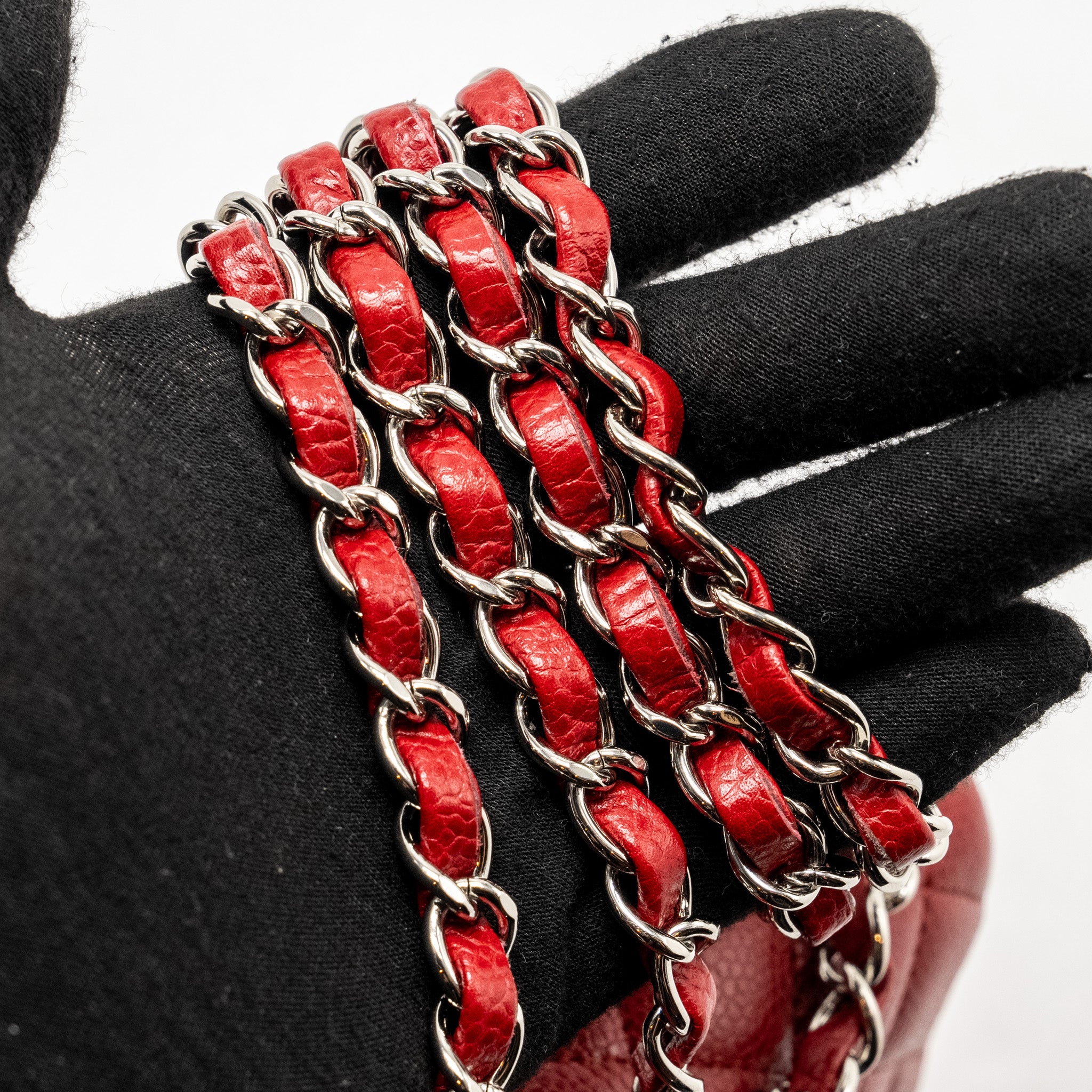 Chanel Mini Square Flap bag Caviar Red SHW - Image 13