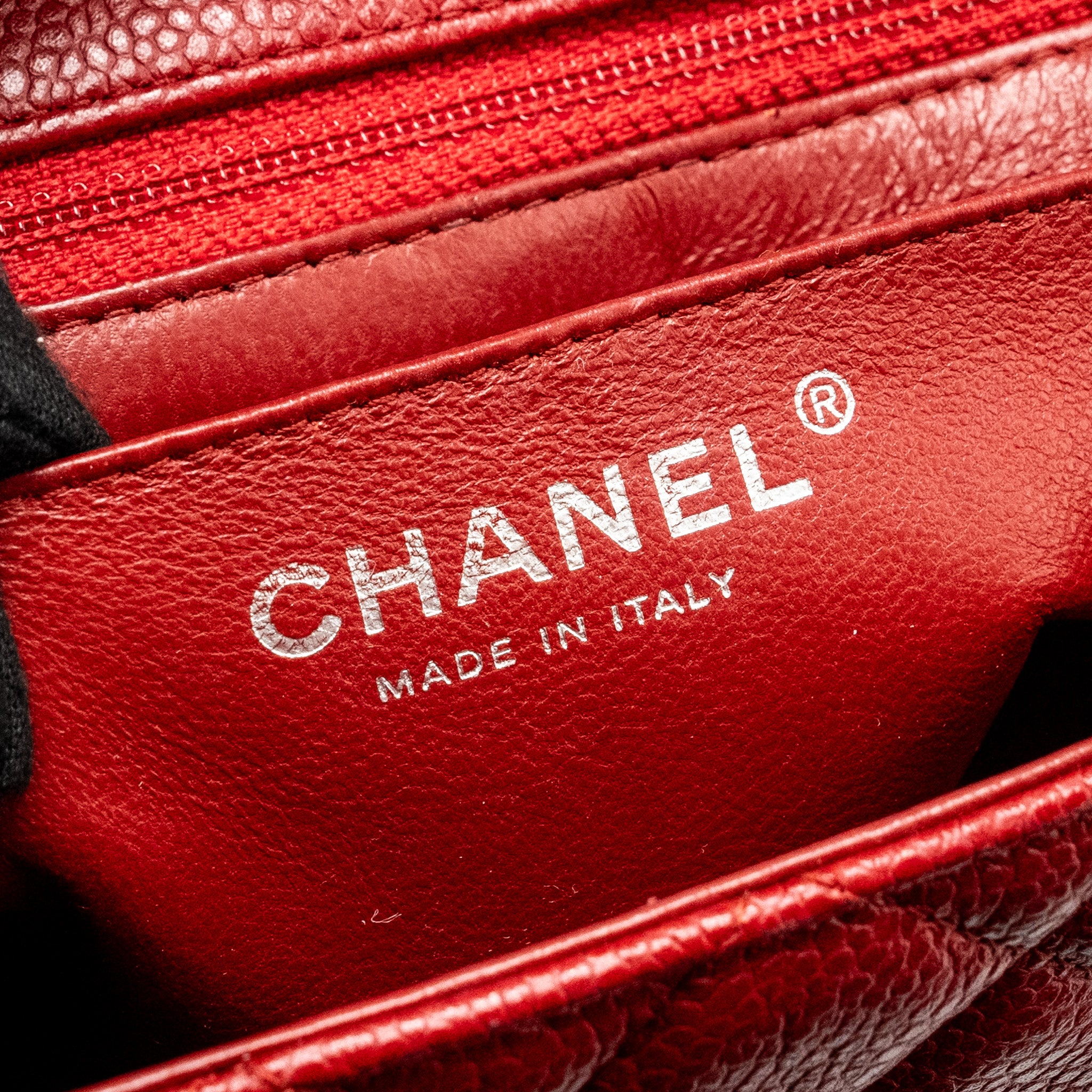 Chanel Mini Square Flap bag Caviar Red SHW - Image 16