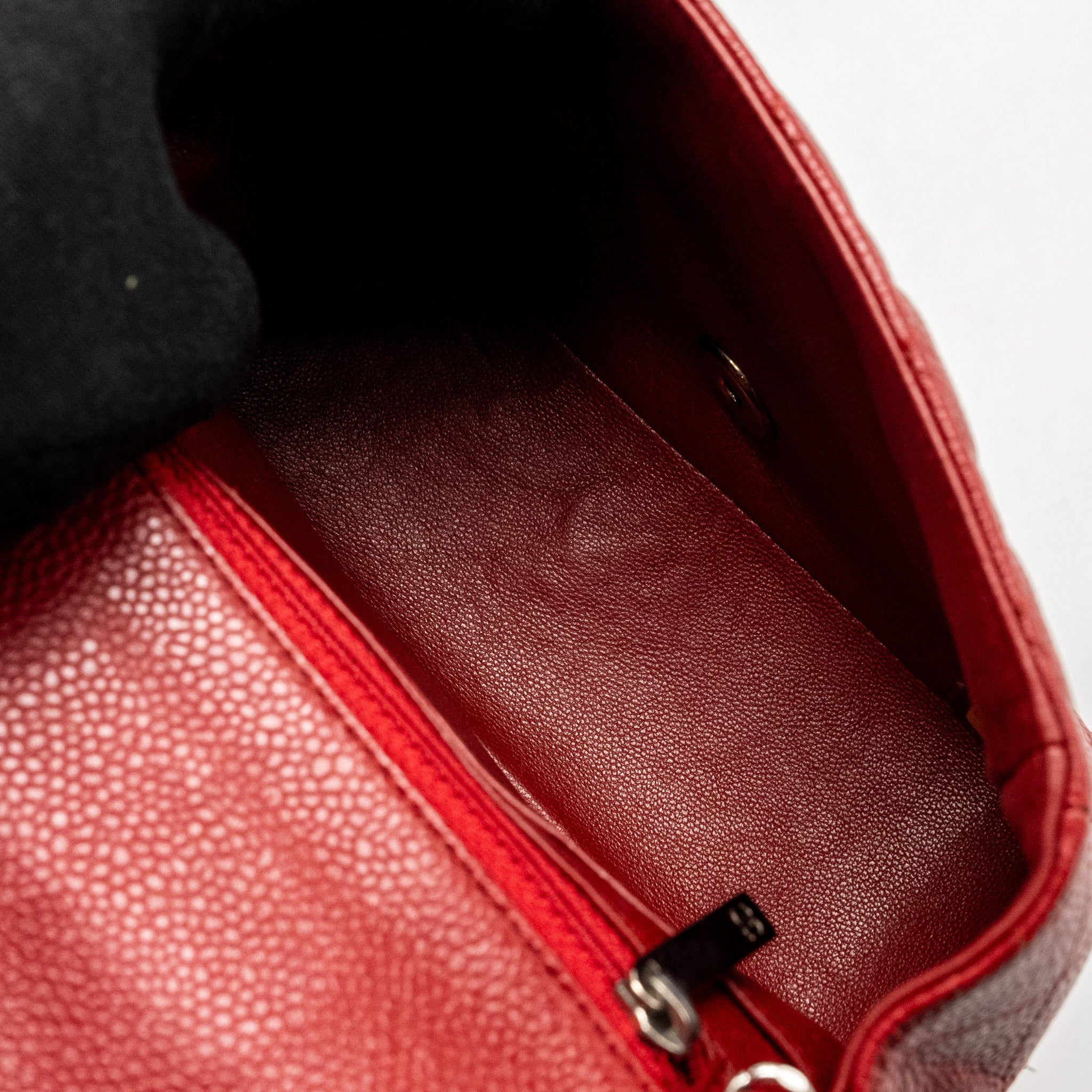 Chanel Mini Square Flap bag Caviar Red SHW - Image 18